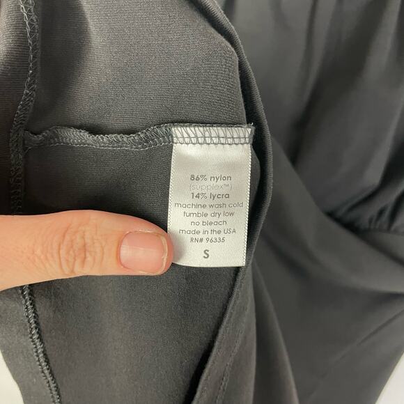 Susana Monaco | Gray Ruched Bust 3/4 Sleeve Fitted Stretch Top - Picture 6 of 6